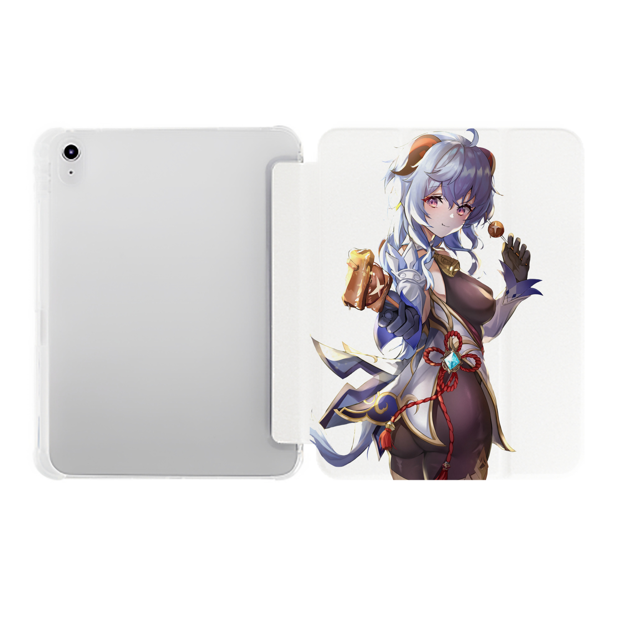 げんし神 甘雨 かんう genshin Ganyu IPad ケース ペン収納付き 三つ折りスタンド PUレザー×シリコン 対応機種9.5/10.5/10.9インチ